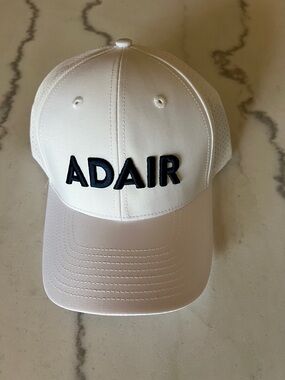 Adair White Golf Hat with Black ADAIR Embroidery NWOT